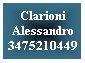 Casella di testo: Clarioni
Alessandro
3475210449
&nbsp;
&nbsp;
